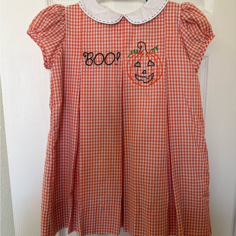 Charming Halloween Pumpkin Gingham Dress